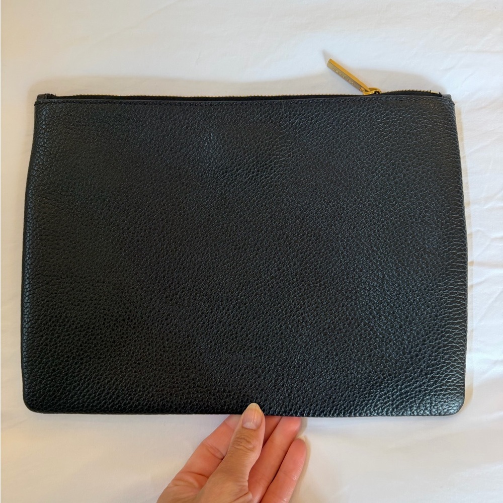 Calvin Klein Collection Black and White Unisex Leather Clutch